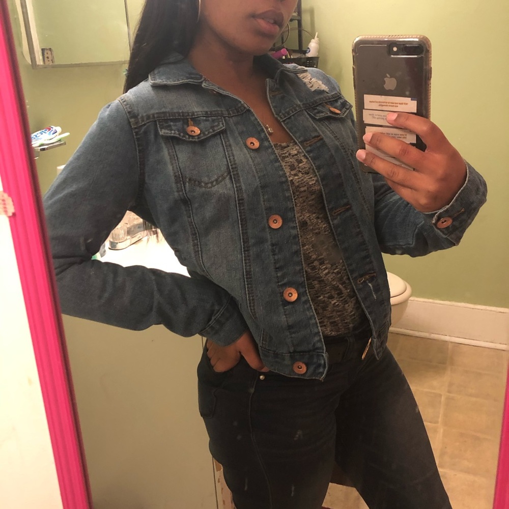 Distressed Denim Jeans Jacket